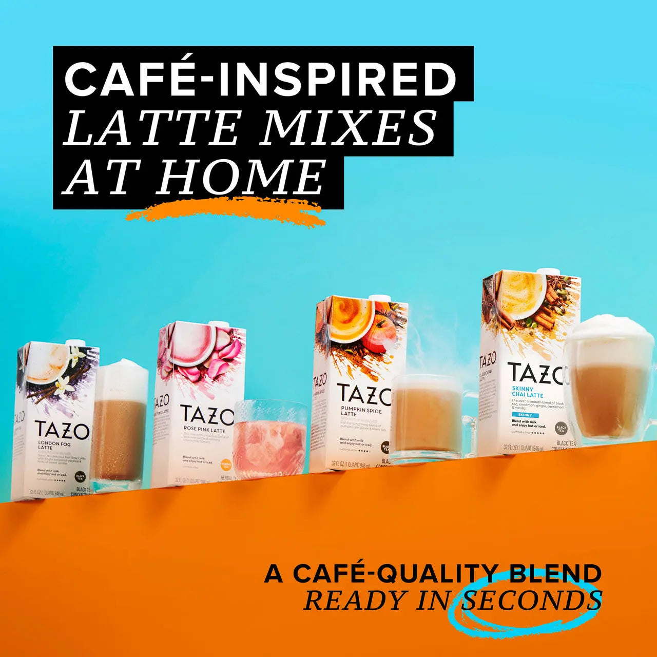 TAZO Skinny Chai Latte Black Tea Concentrate – Spiced Chai with Cinnamon, Ginger & Vanilla (6 x 32 oz) Enaraon