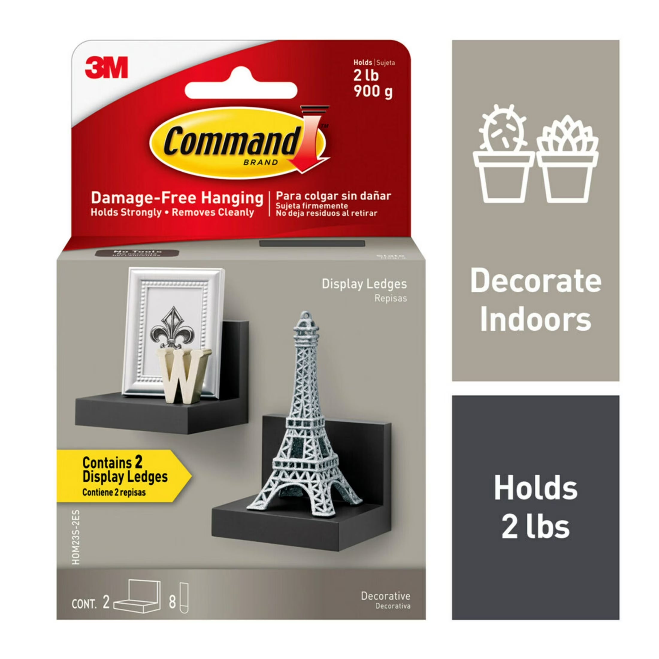 Command Display Ledges, Quartz, 2 Wall Display Ledges