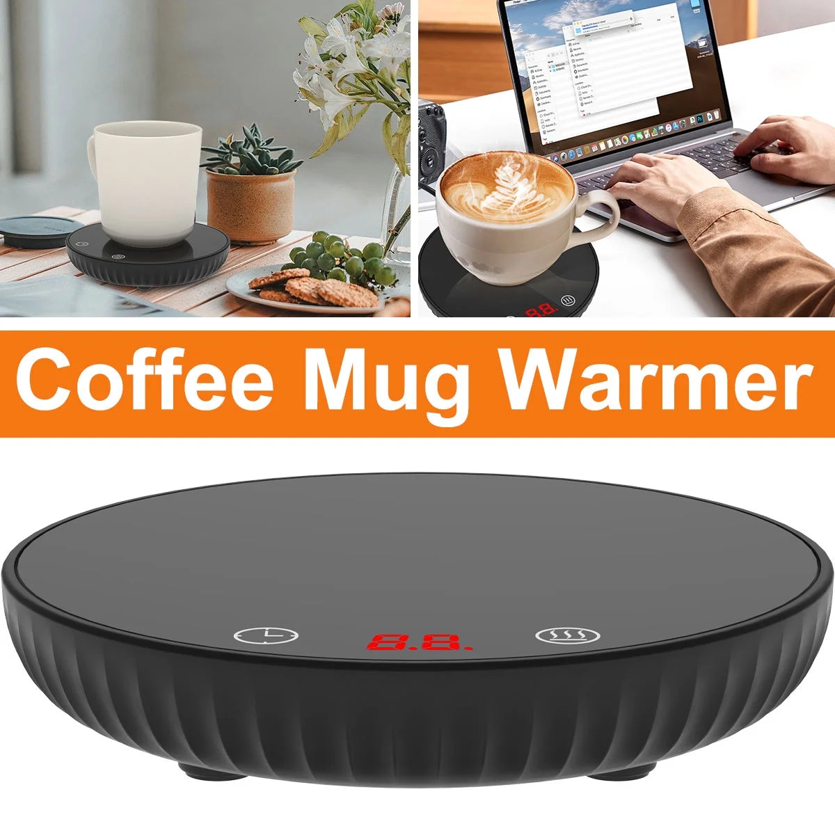 Hvxrjkn Coffee Mug Warmer, Candle Warmer with Auto Shut off & 2-Temp Settings & 12-Hour Timer for Desk Home Office, Beverage Warmer(No Cup)