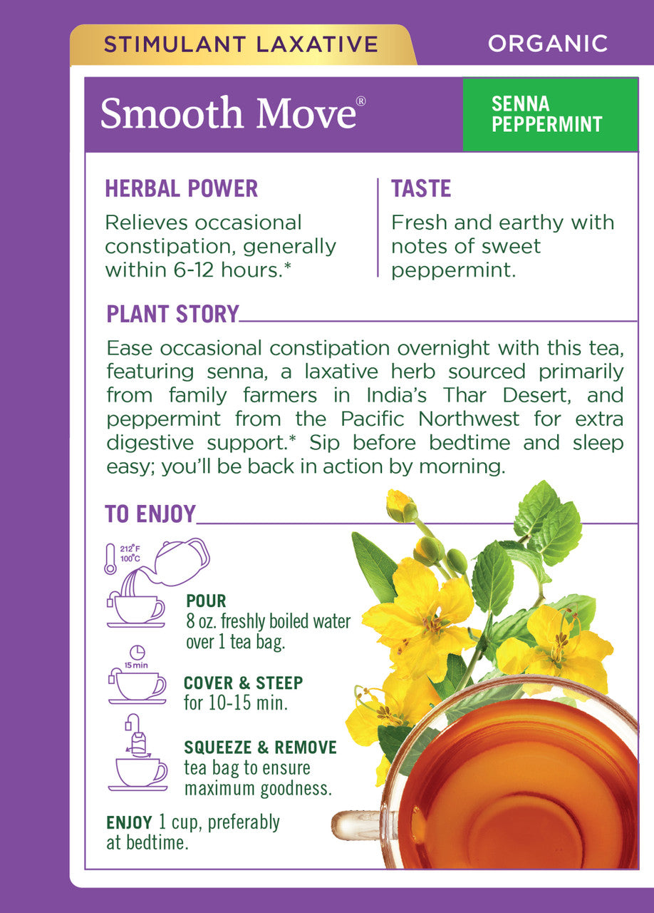 Traditional Medicinals Organic Smooth Move Peppermint Tea – Natural Constipation Relief (6x16 Bags)