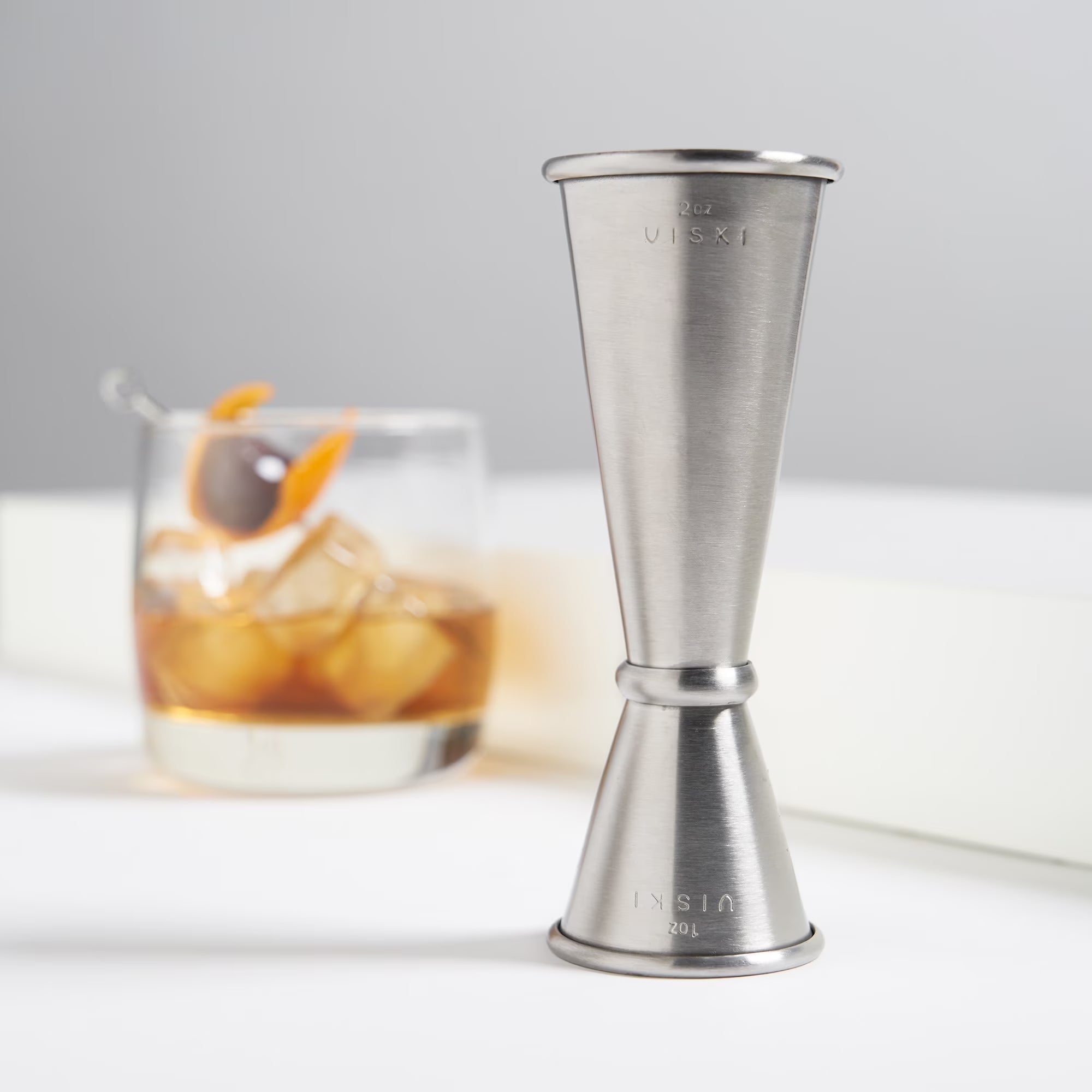 Viski Japanese Style Stainless Steel Double Jigger for Cocktails and Drinks