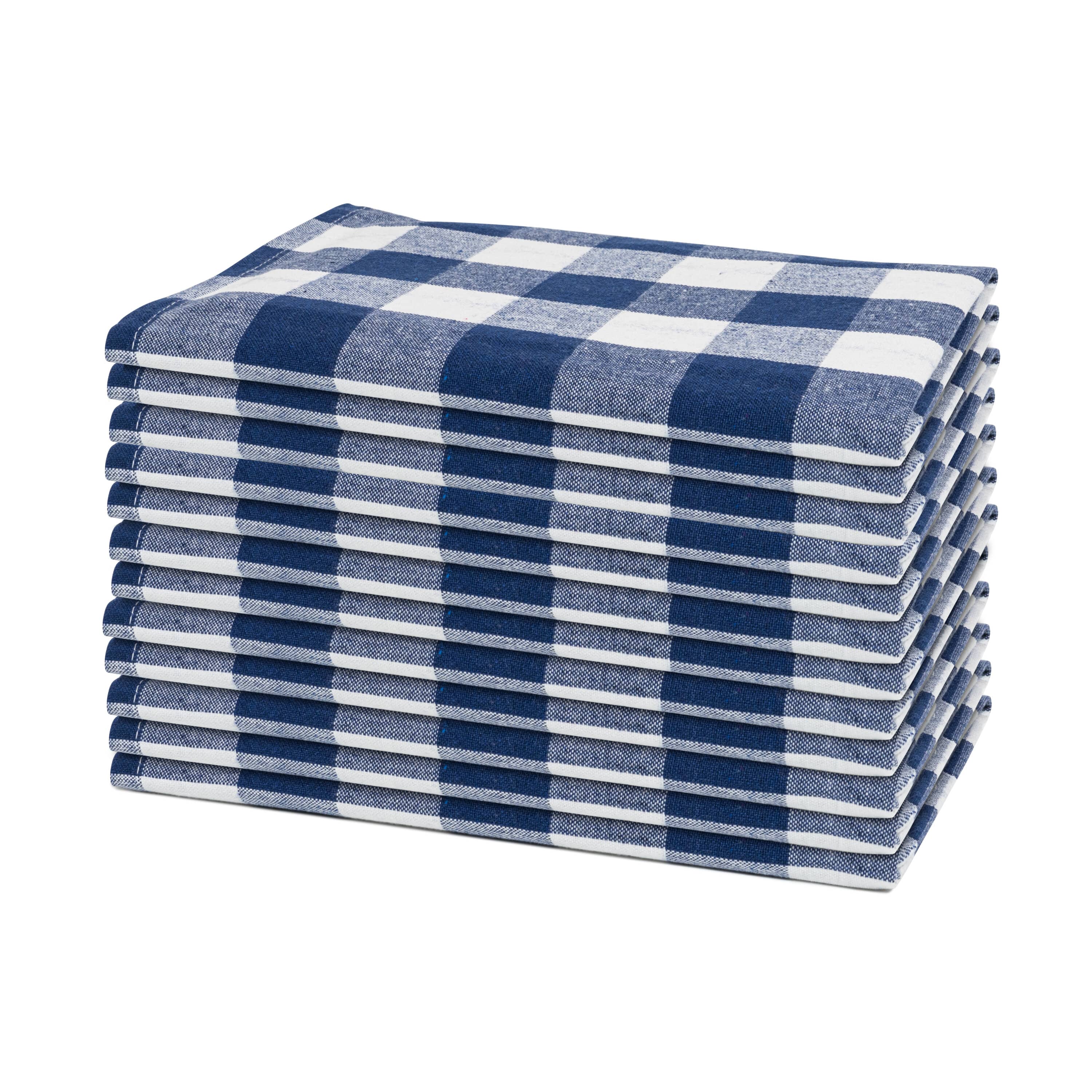 12-Pack Large Plaid Cotton Dinner Napkins - 100% Cotton, Hemmed Edges, 20"x20" for Elegant Table Settings