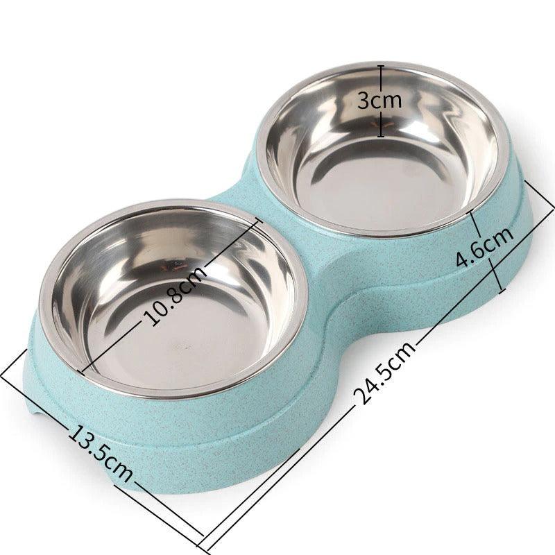 Premium Stainless Steel Double Pet Bowl Set for Cats & Dogs - Elegant & Durable Feeder