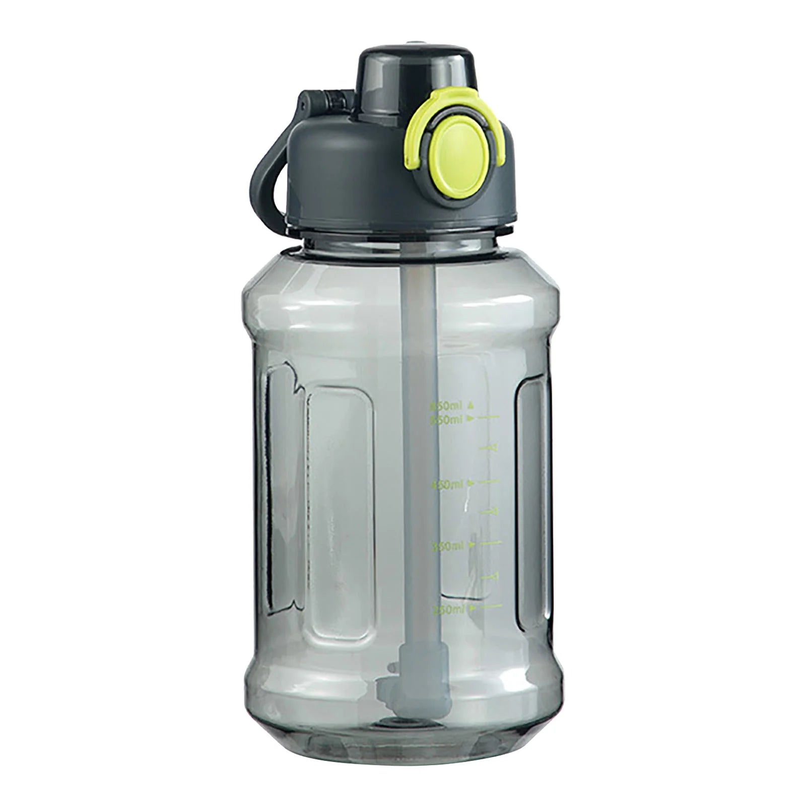 AURIGATE 850Ml Water Bottle with Straw,Half Gallon Wide Mouth Portable Large Plastic Bottle Leak Proof Sports Cup Big Travel Mugs with Scale Strap,Volume 0.23 Gal/28.7Oz