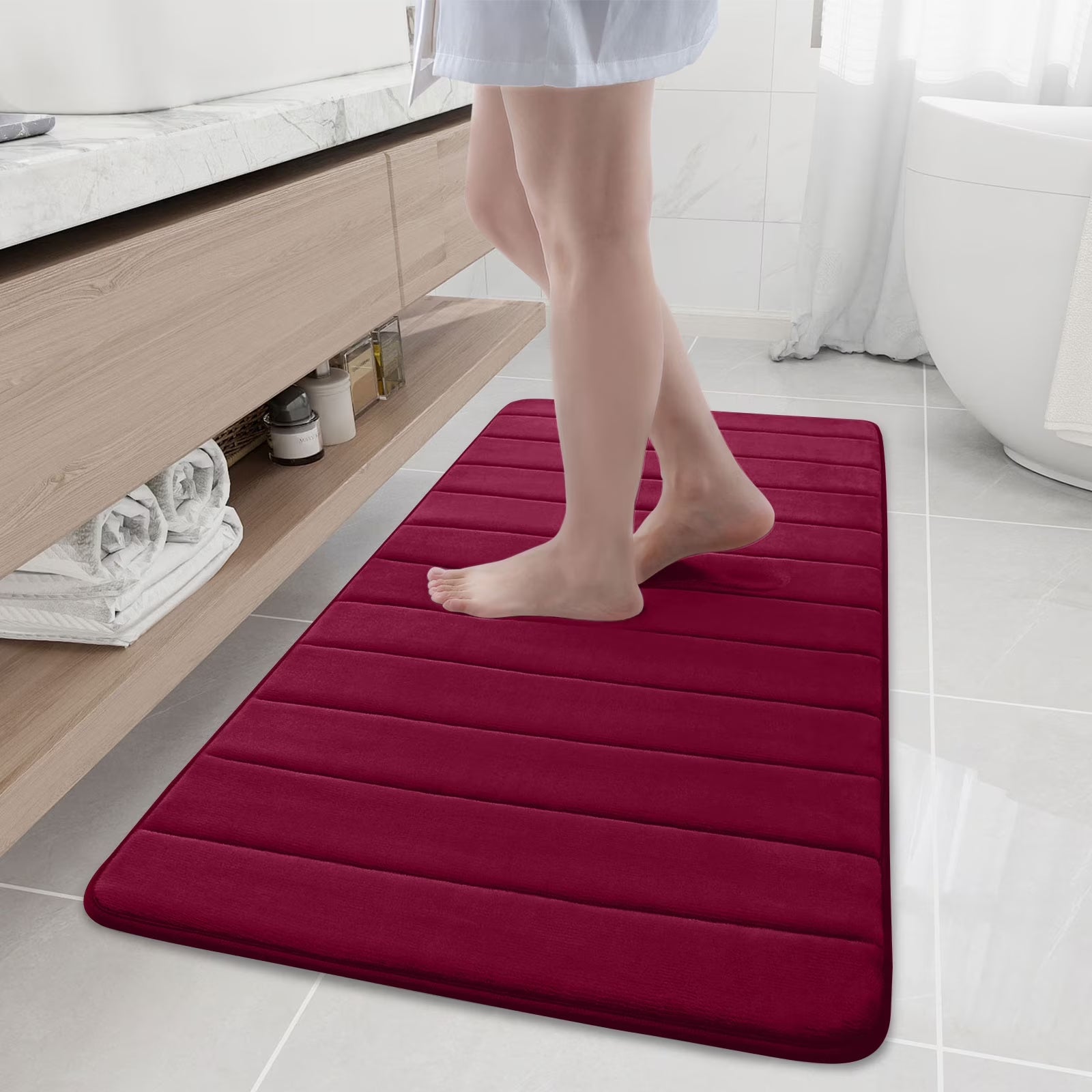 Buganda Memory Foam Bath Mats Soft Absorbent Bathroom Rugs 20" X 30", Black