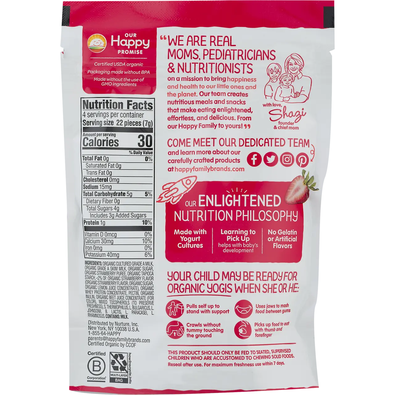 Happy Baby Organic Strawberry Yogurt Melts (8 × 1 oz Bags) Enaraon