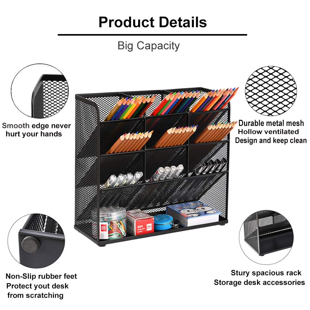 Marbrasse Desk Pen Organizer，Office Desktop Organizer Collection， Multi-Functional Pen Holder, 1 Pack