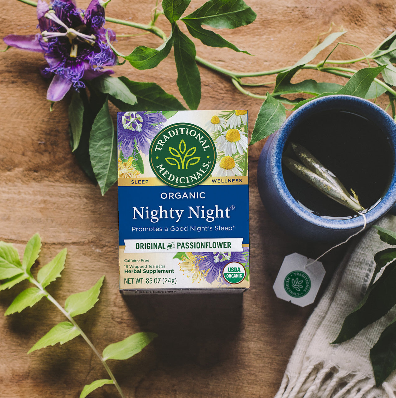 Traditional Medicinals Organic Nighty Night Tea – Sleep & Relaxation Herbal Tea (6x16 Bags)