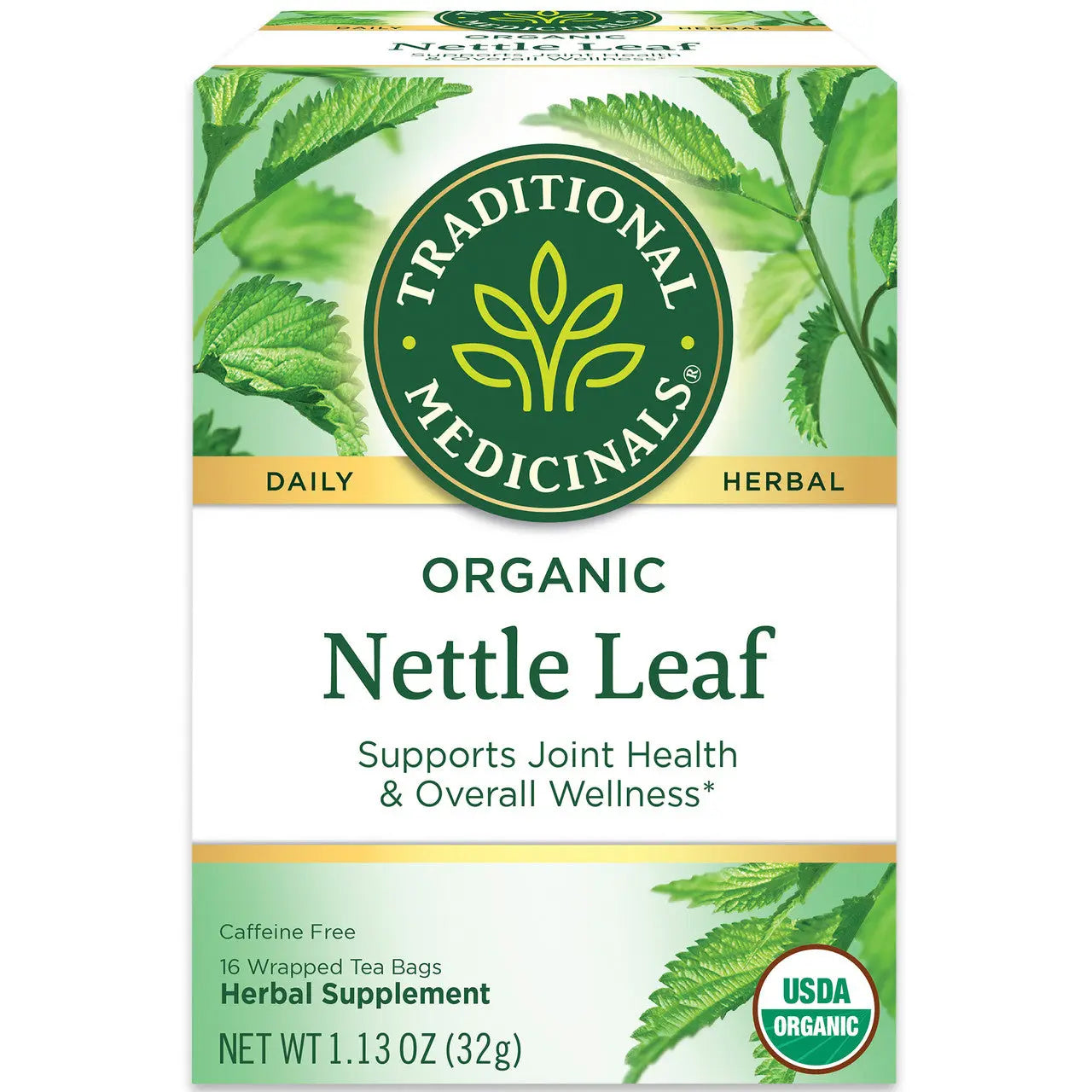 Traditional Medicinals Organic Nettle Leaf Herbal Tea – Supports Joint Health & Overall Wellness (6x16 Bags) Enaraon
