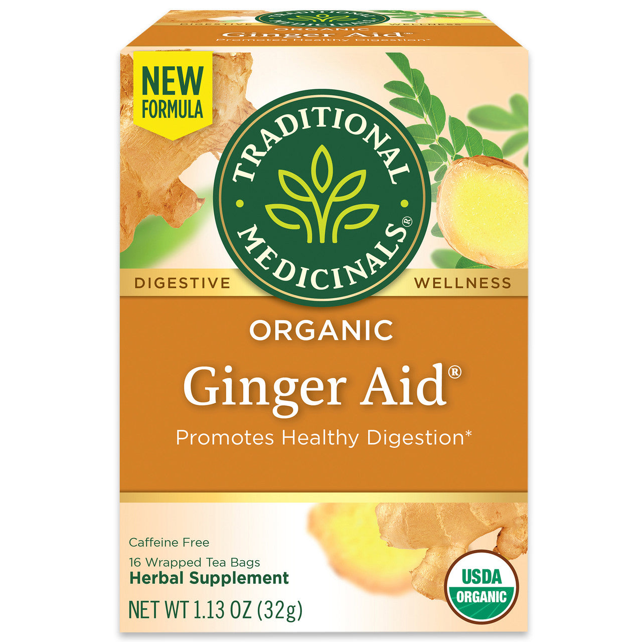 Traditional Medicinals Organic Ginger Aid Tea – Herbal Digestive Support & Soothing Relief (6x16 Bags)