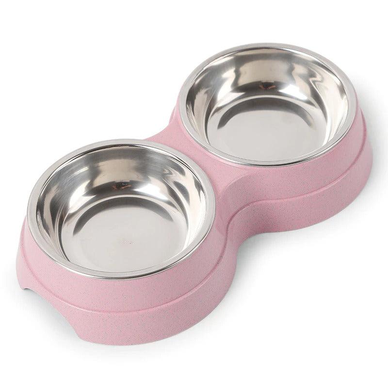 Premium Stainless Steel Double Pet Bowl Set for Cats & Dogs - Elegant & Durable Feeder