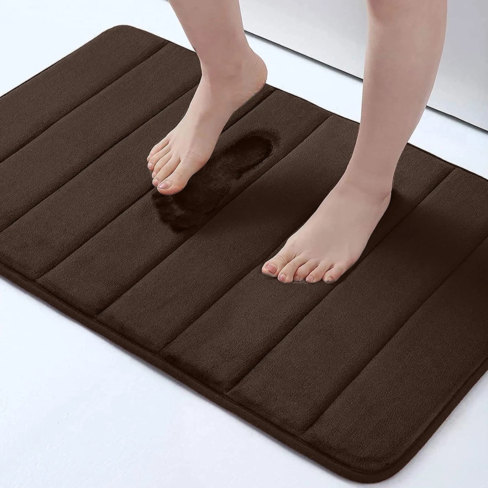 Buganda Memory Foam Bath Mats Soft Absorbent Bathroom Rugs 20" X 30", Black