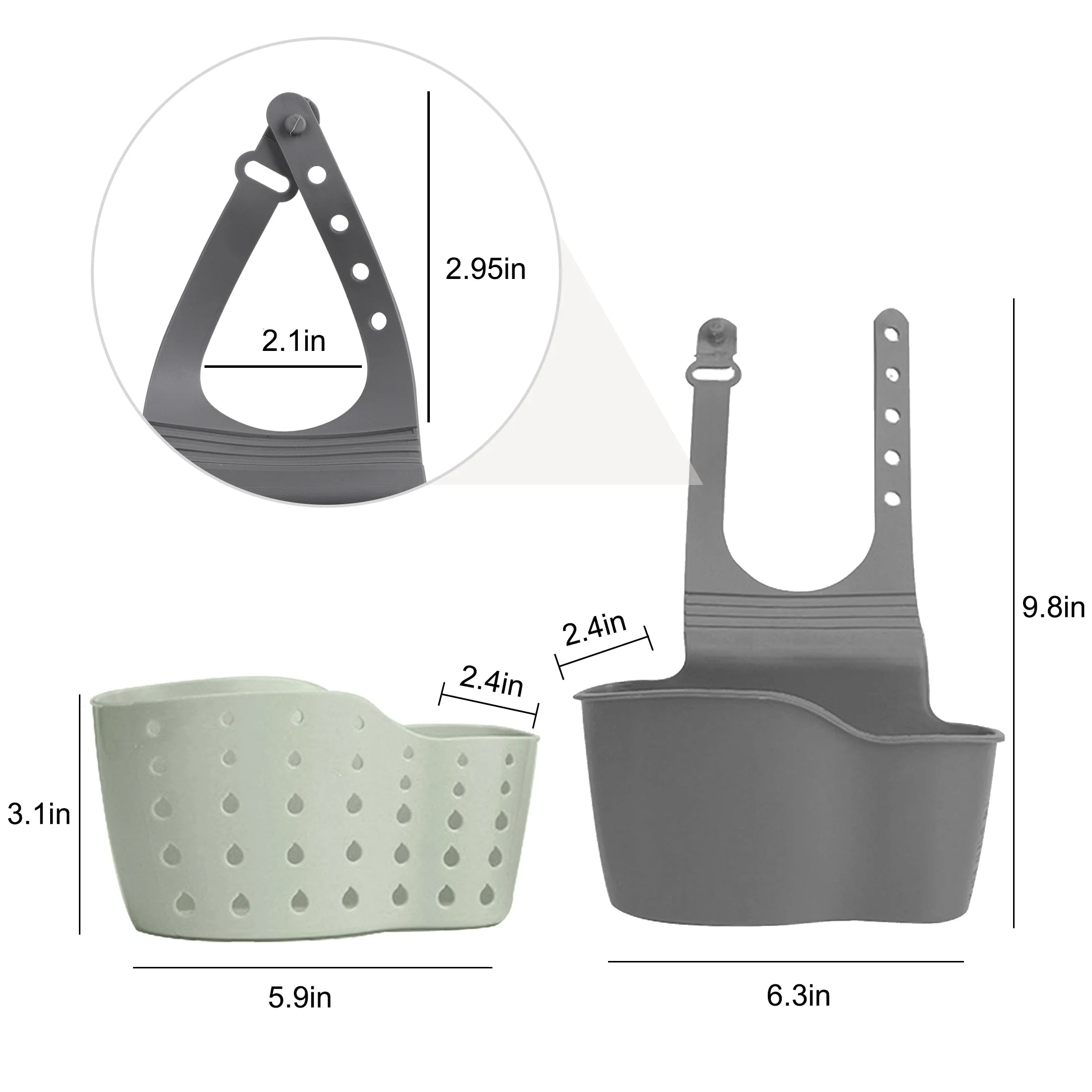 Eeekit Kitchen Hanging Sponge Holder, Adjustable Sink Caddy Organizer Liquid Drainer Brush Rack For Scrubber Dish Brush