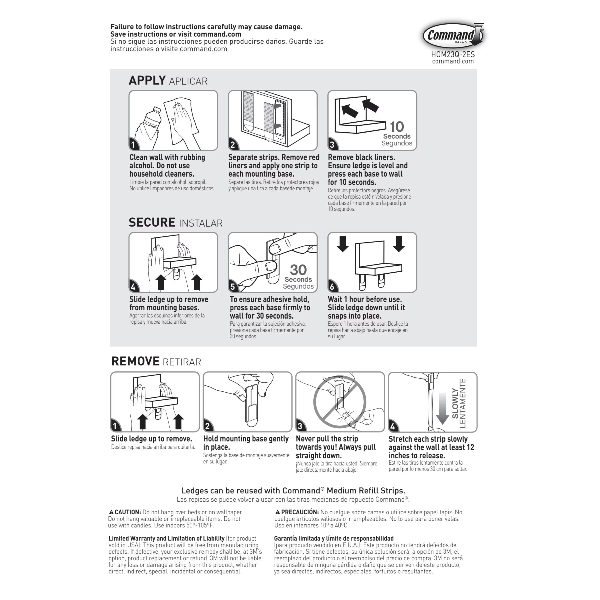 Command Display Ledges, Quartz, 2 Wall Display Ledges