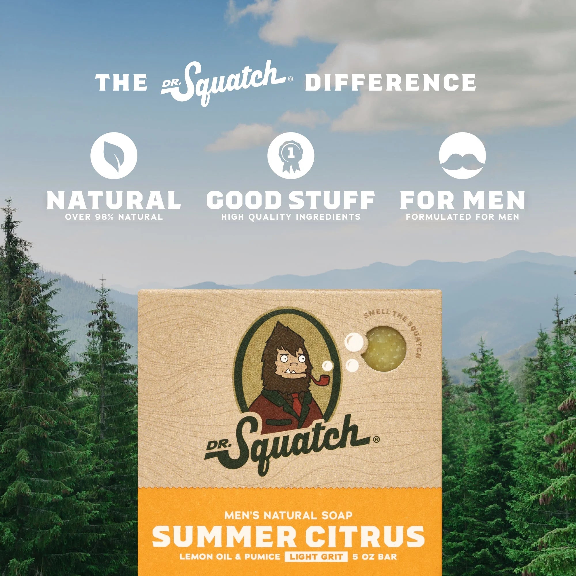 Dr. Squatch Summer Citrus Natural Bar Soap for Men, 5 Oz