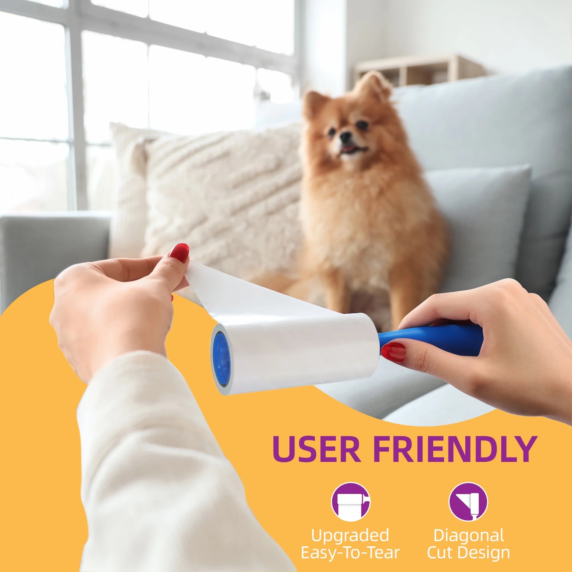 ORDORA Lint Roller for Pet Hair, Extra Sticky Rollers for Clothes 6 Pack, 540 Sheets Total