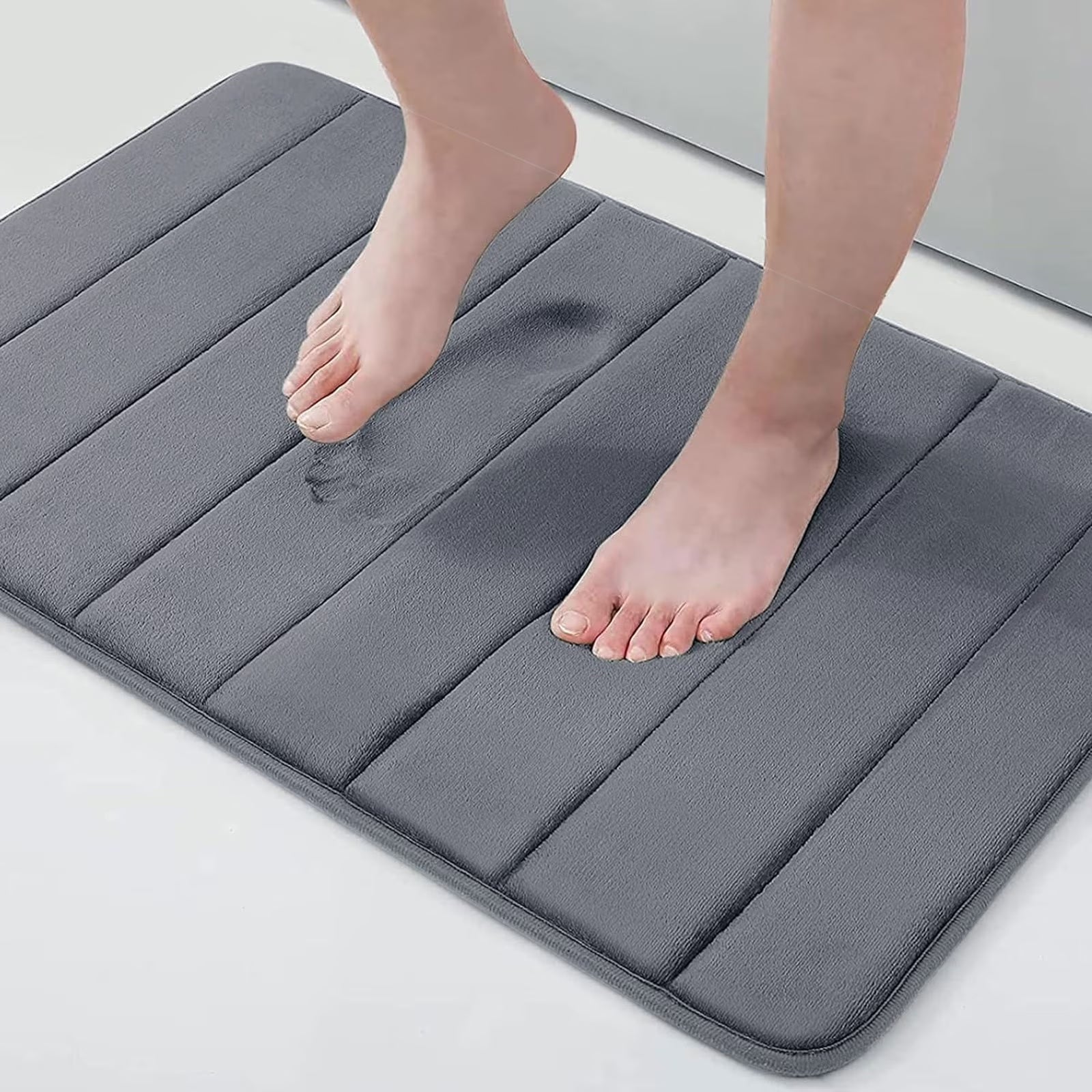 Buganda Memory Foam Bath Mats Soft Absorbent Bathroom Rugs 20" X 30", Black