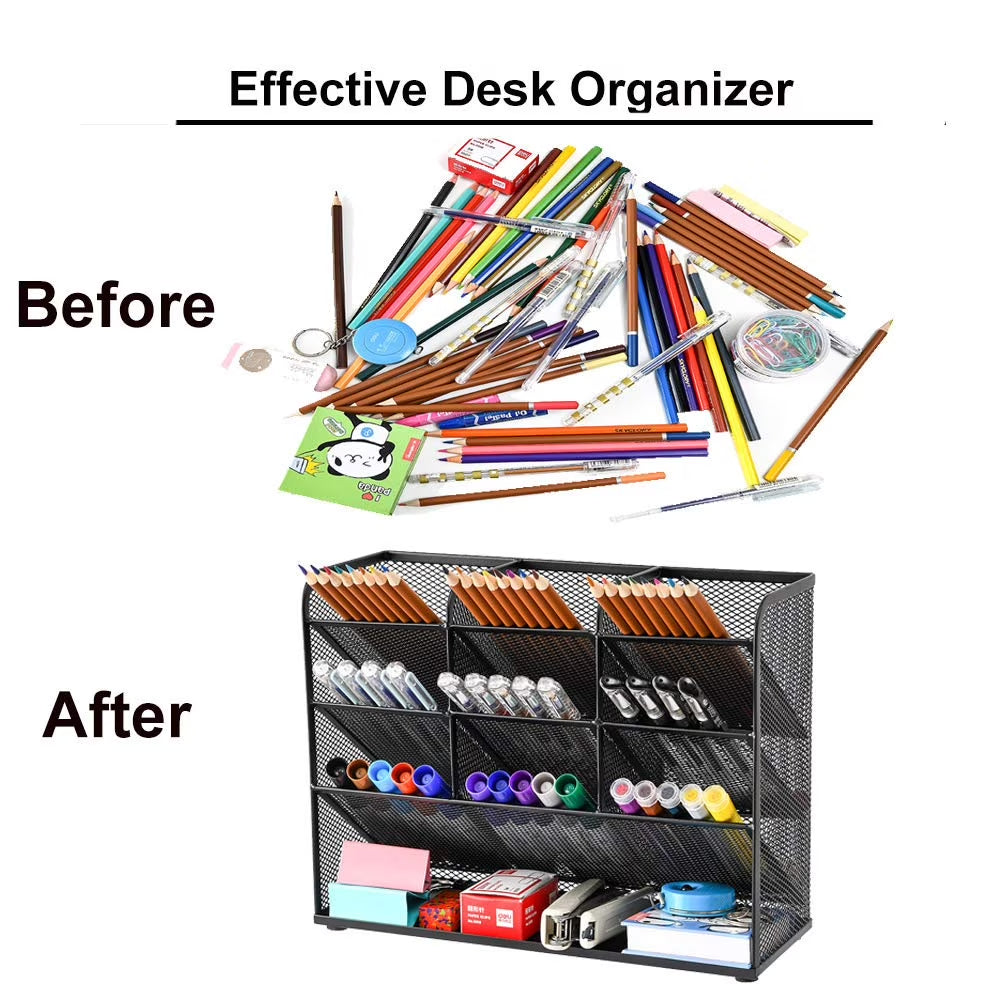Marbrasse Desk Pen Organizer，Office Desktop Organizer Collection， Multi-Functional Pen Holder, 1 Pack