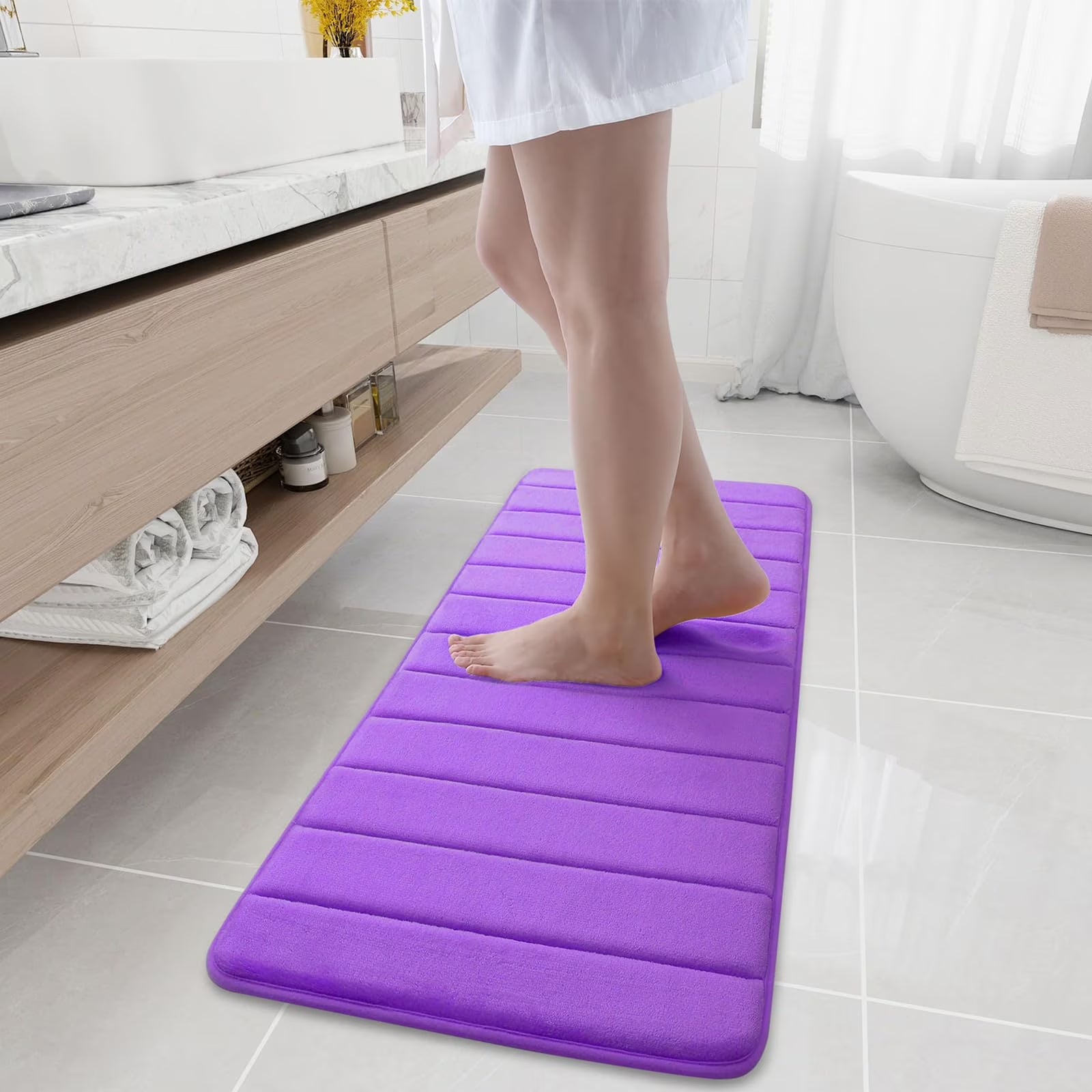 Buganda Memory Foam Bath Mats Soft Absorbent Bathroom Rugs 20" X 30", Black
