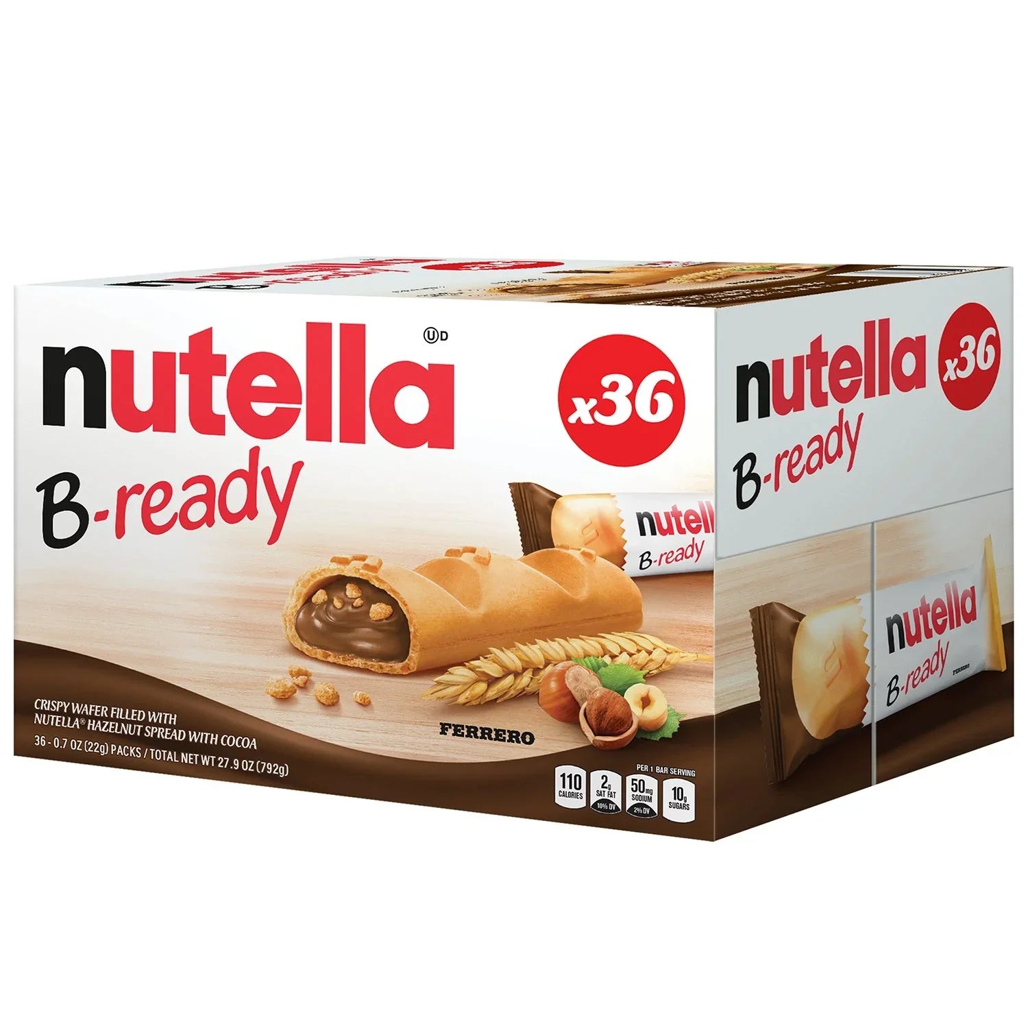 Nutella B-Ready Hazelnut Spread Wafer Snacks (36 Count, 27.9 OZ)
