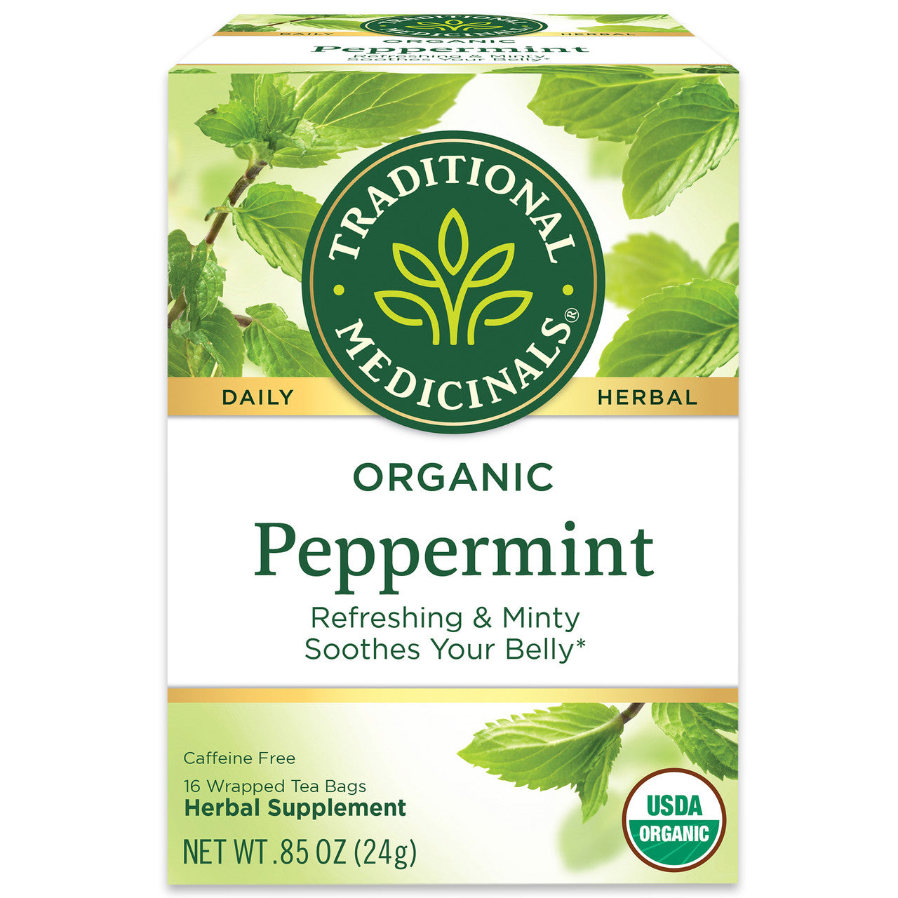 Traditional Medicinals Organic Peppermint Tea – Refreshing Herbal Tea for Digestion & Wellness (6x16 Bags)
