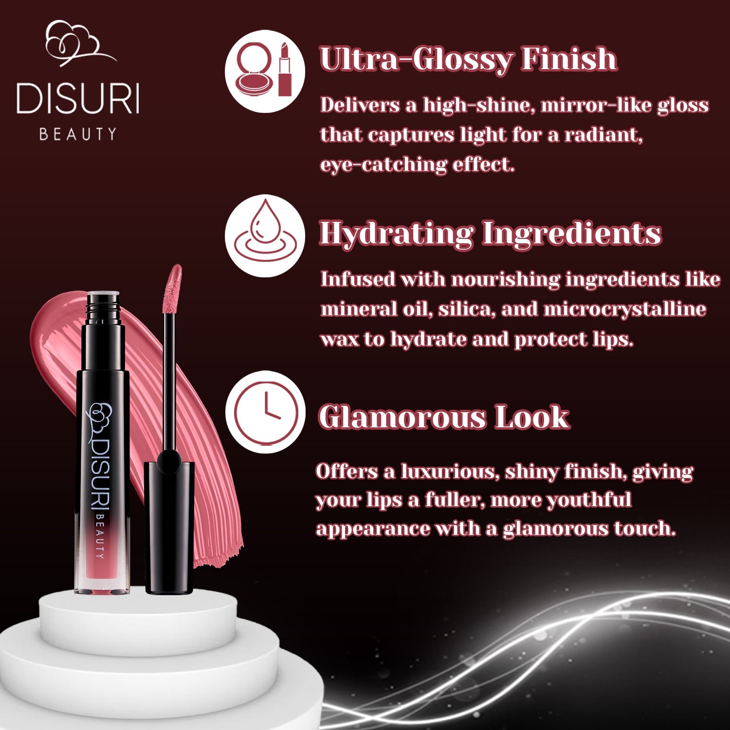 Vegan Lip Gloss Pink Berry Pie – High Shine Hydrating Non-Sticky Cruelty-Free Lip Gloss