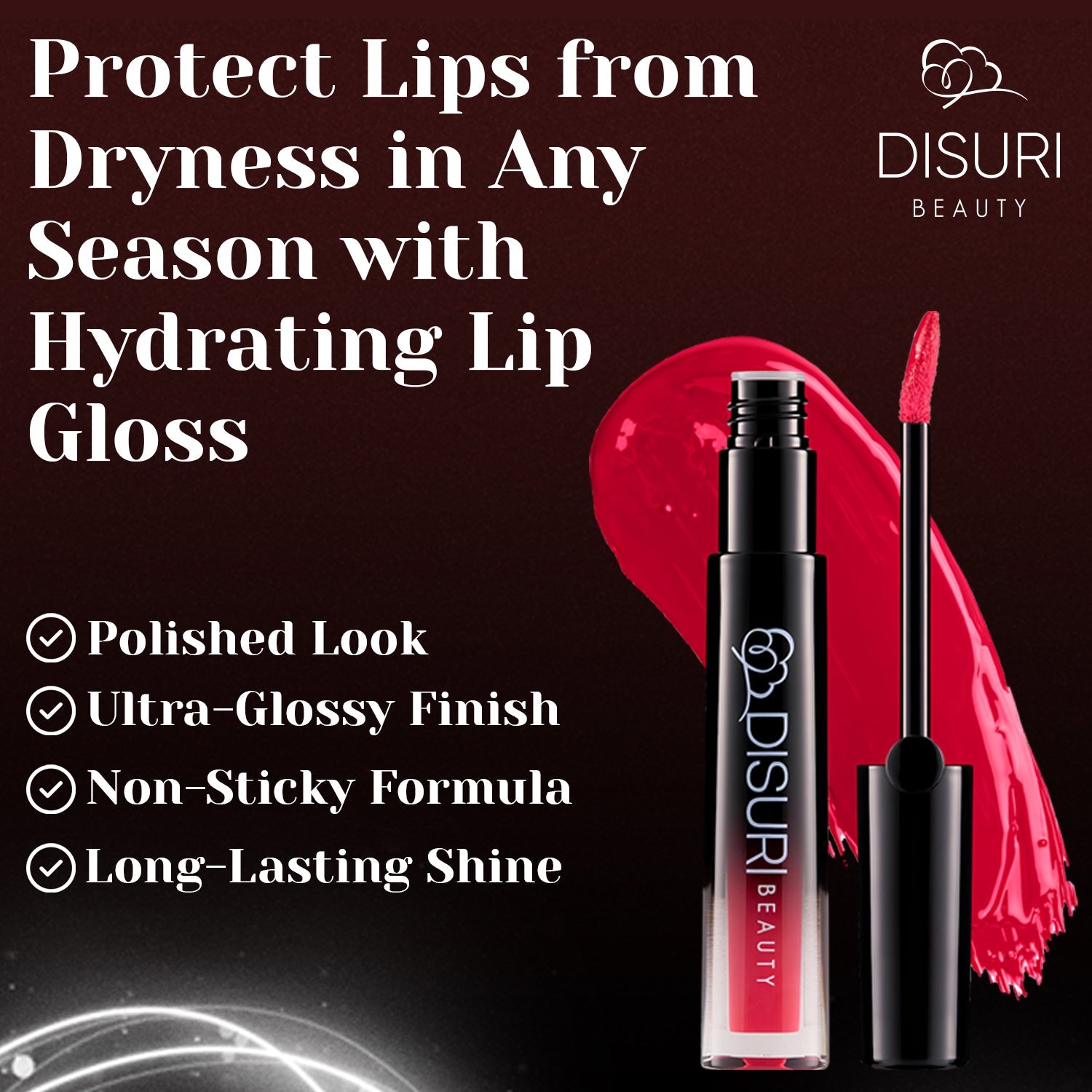 Pink Lip Gloss High Shine Non Sticky Vegan Cruelty Free Hydrating Glossy Finish – DISURI Beauty Pink Fire