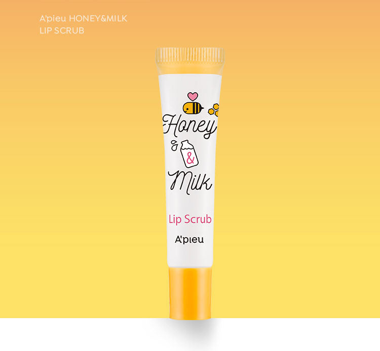 Honey Lip Scrub Exfoliating Hydrating Milk Lip Care for Dry Chapped Lips – A’PIEU Honey & Milk Lip Scrub 8ml