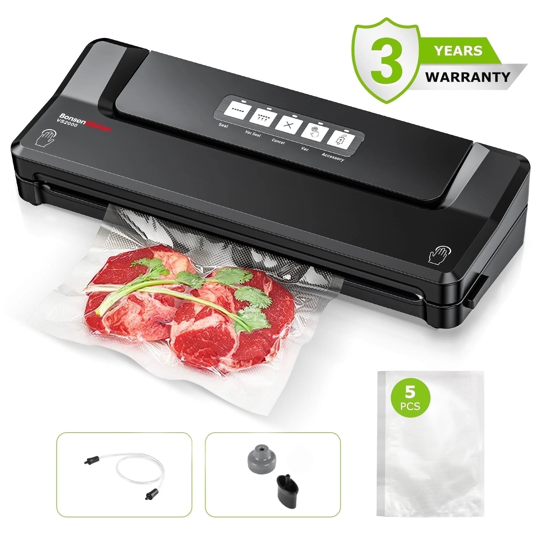 Bonsenkitchen Vacuum Sealer Bags, BPA Free Freezer Bags, 6" X 10" X 100 Count