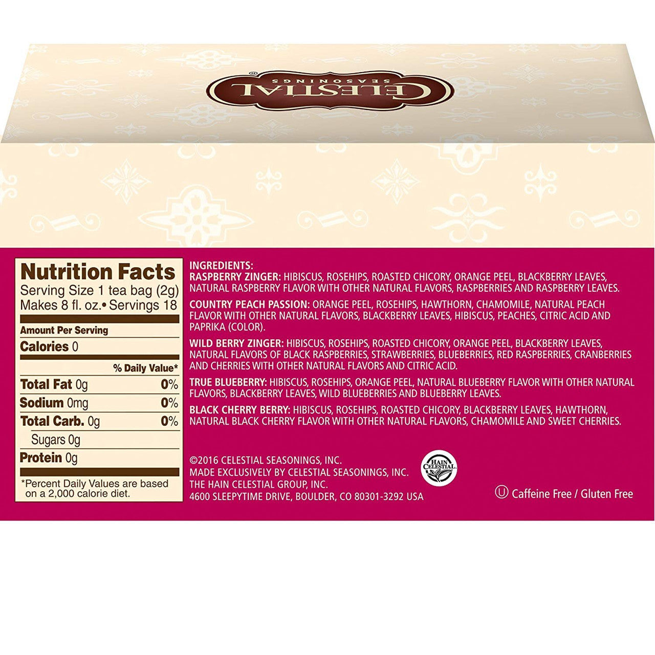 Celestial Seasonings Fruit Tea Sampler – Herbal Caffeine-Free Tea Variety Pack (6x18 Bags)
