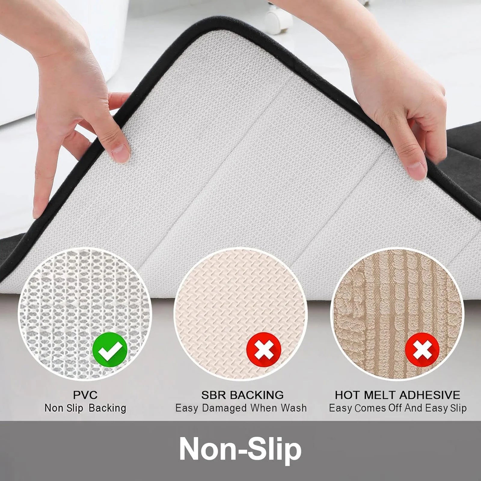 Buganda Memory Foam Bath Mats Soft Absorbent Bathroom Rugs 20" X 30", Black
