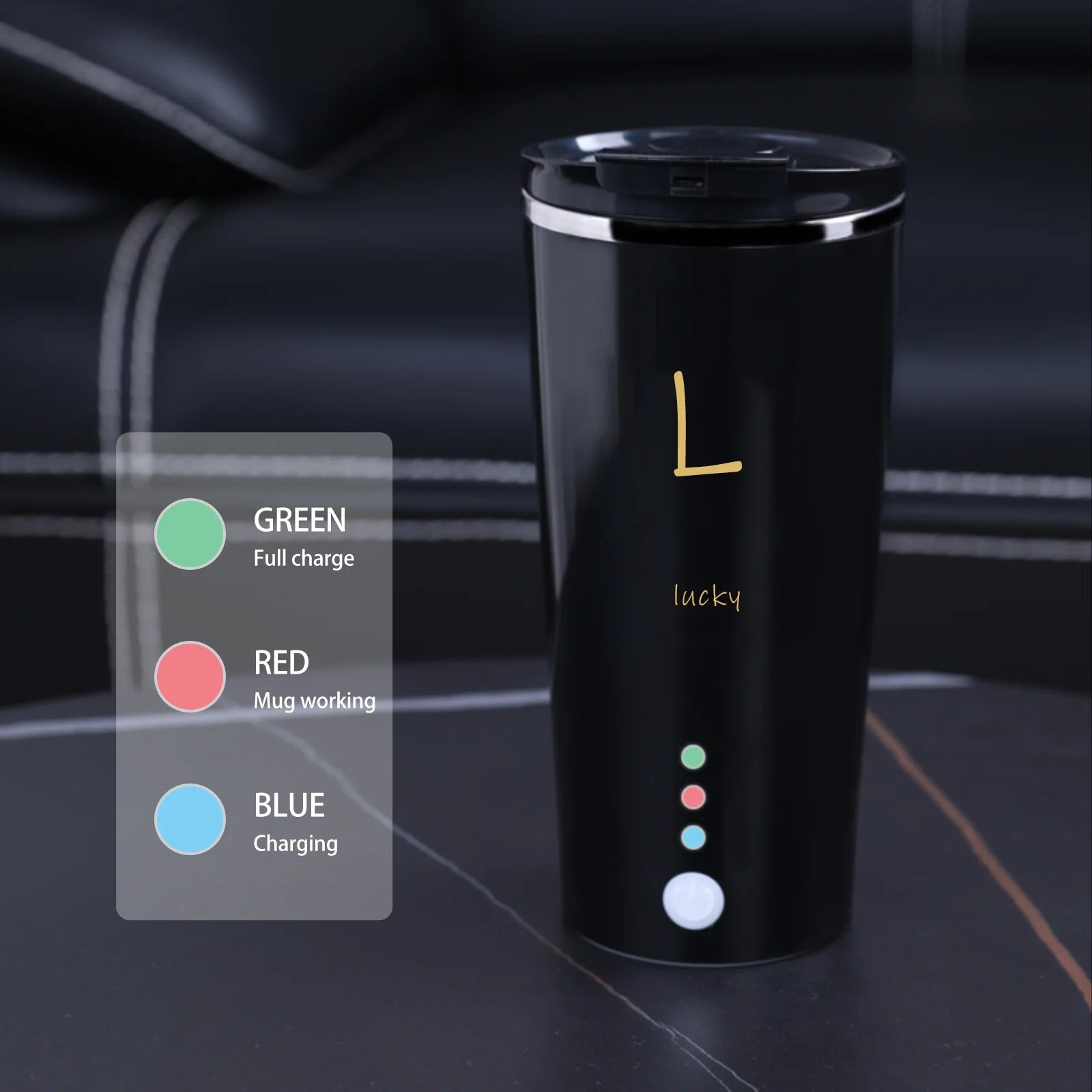 Daasigwaa Rechargeable Self Stirring Mug - Magnetic Electric Auto Mixing Stainless Steel Cup for Office/Kitchen/Travel/Home-400 Ml/13.5 Oz(White)