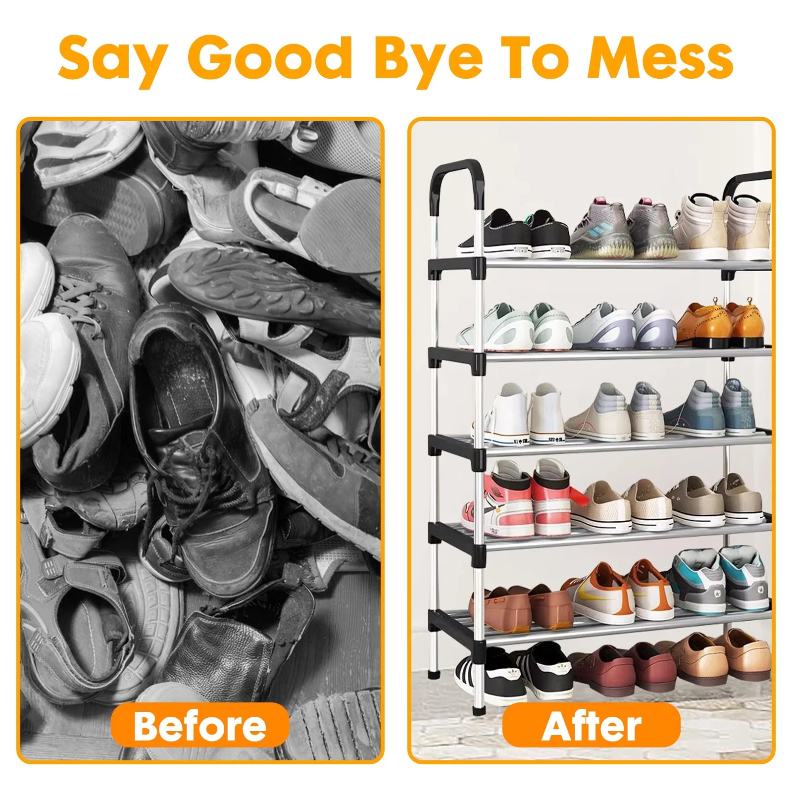 YOYTOO 5 Tier Shoe Rack, Stackable Metal 15 Pairs Shoes Organizer Storage Shelf for Closet Door Entryway