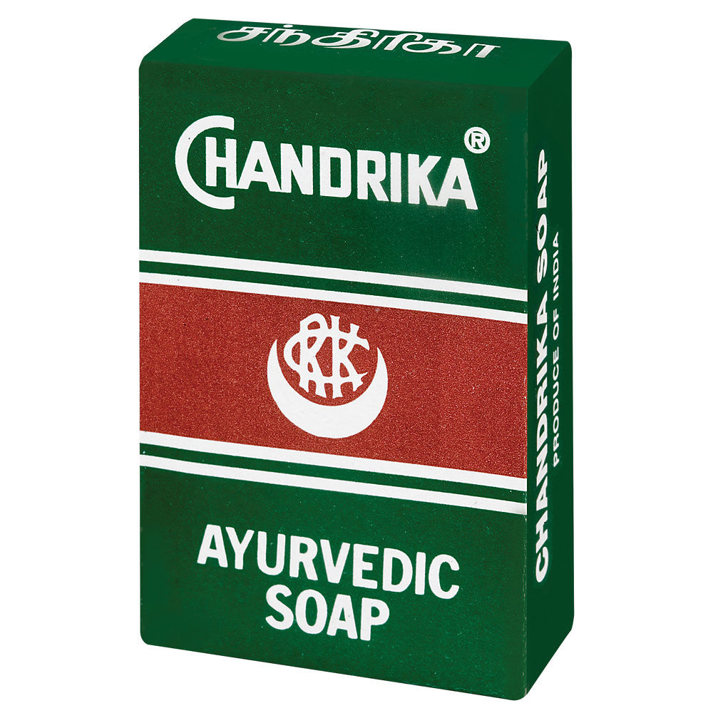 Chandrika Ayurvedic Bar Soap – Herbal Bath Soap with Coconut Oil, Sandalwood & Patchouli, 10×75g Pack