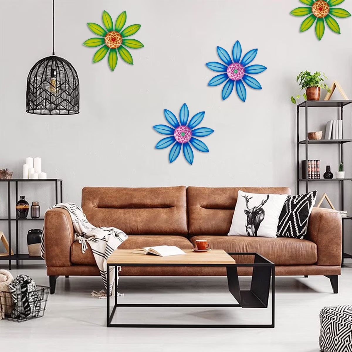 Lzvxtym Metal Flower Wall Decor, 4 PCS Metal Outdoor Wall Art Decor, Metal Fence Art Wall Sculptures for Indoor outside Garden Patio Wall Decorations