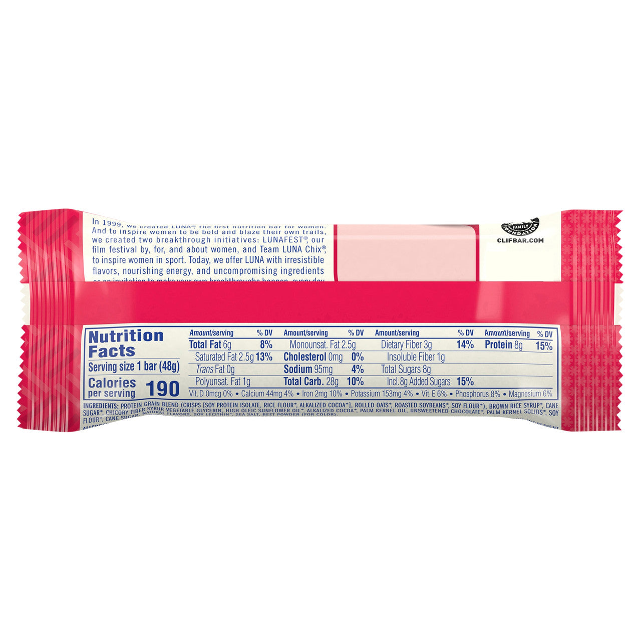 Clif Bar Luna Chocolate Peppermint Bar (15 x 1.69 oz) | Gluten-Free, Kosher, Protein Snack Bar