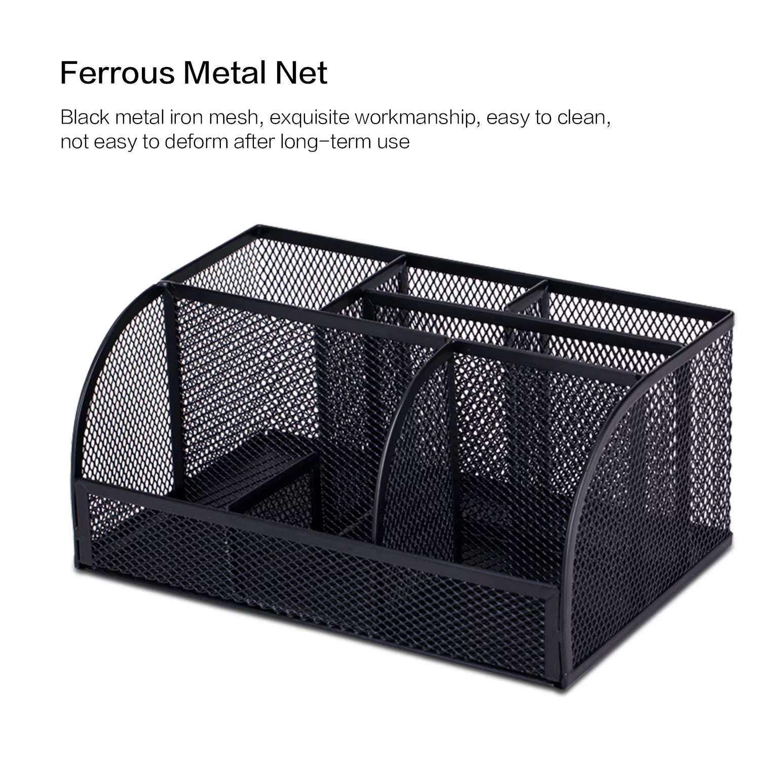 Deli Mesh Desktop Organizer Office Supplies, 7 Compartments, Black