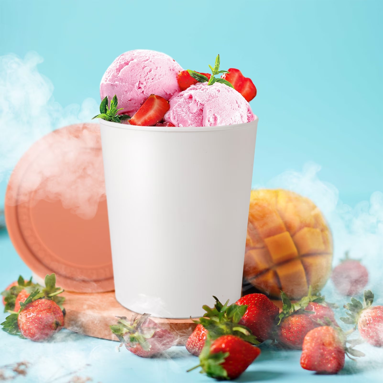 WALL QMER Premium Ice Cream Containers (4 Pack - 8 Ounces Each) Reusable Freezer Storage Tubs with Lids for Ice Cream, Sorbet and Gelato! 4 Colors