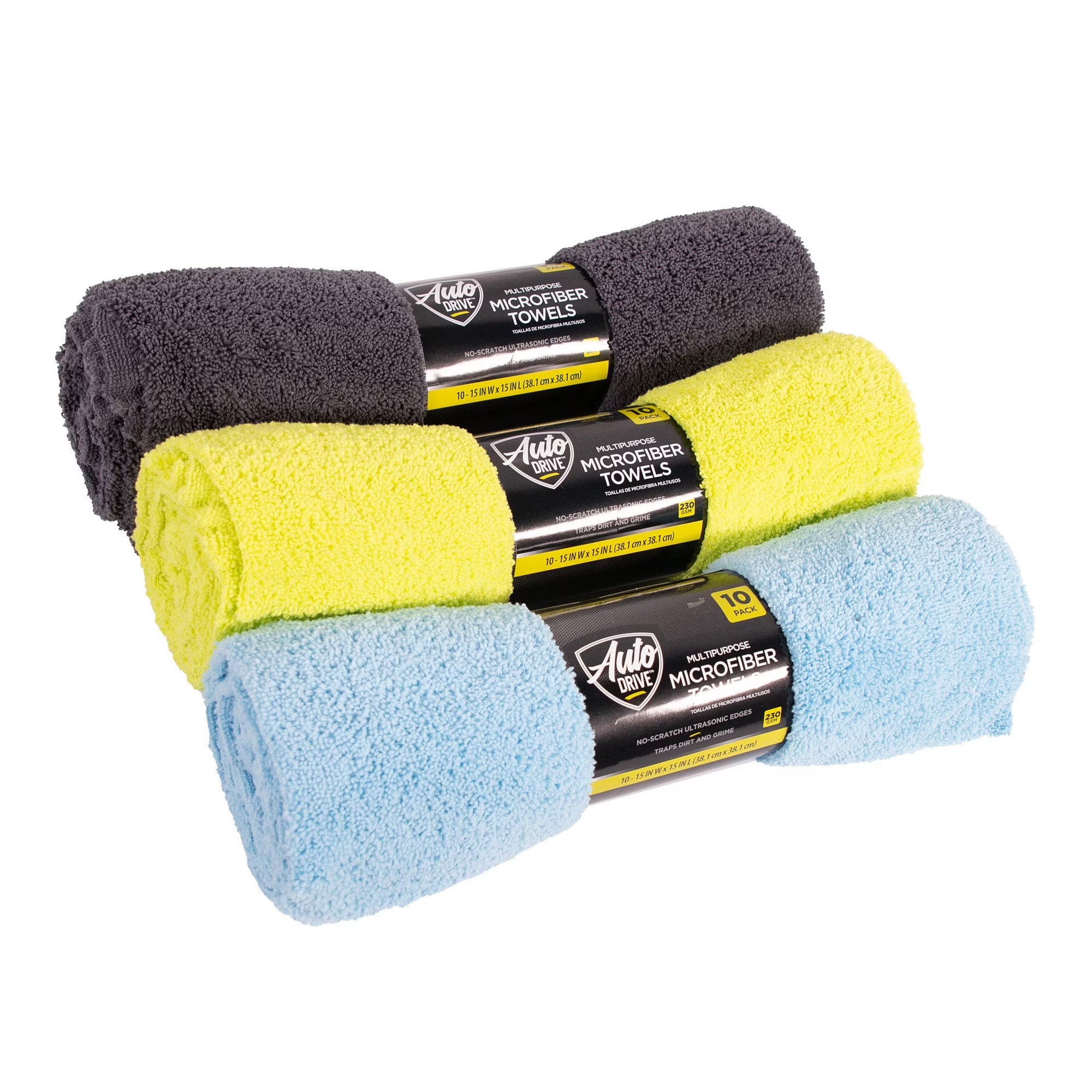 Auto Drive Car Wash Microfiber Towel, 10 Count, 15" X 15", A