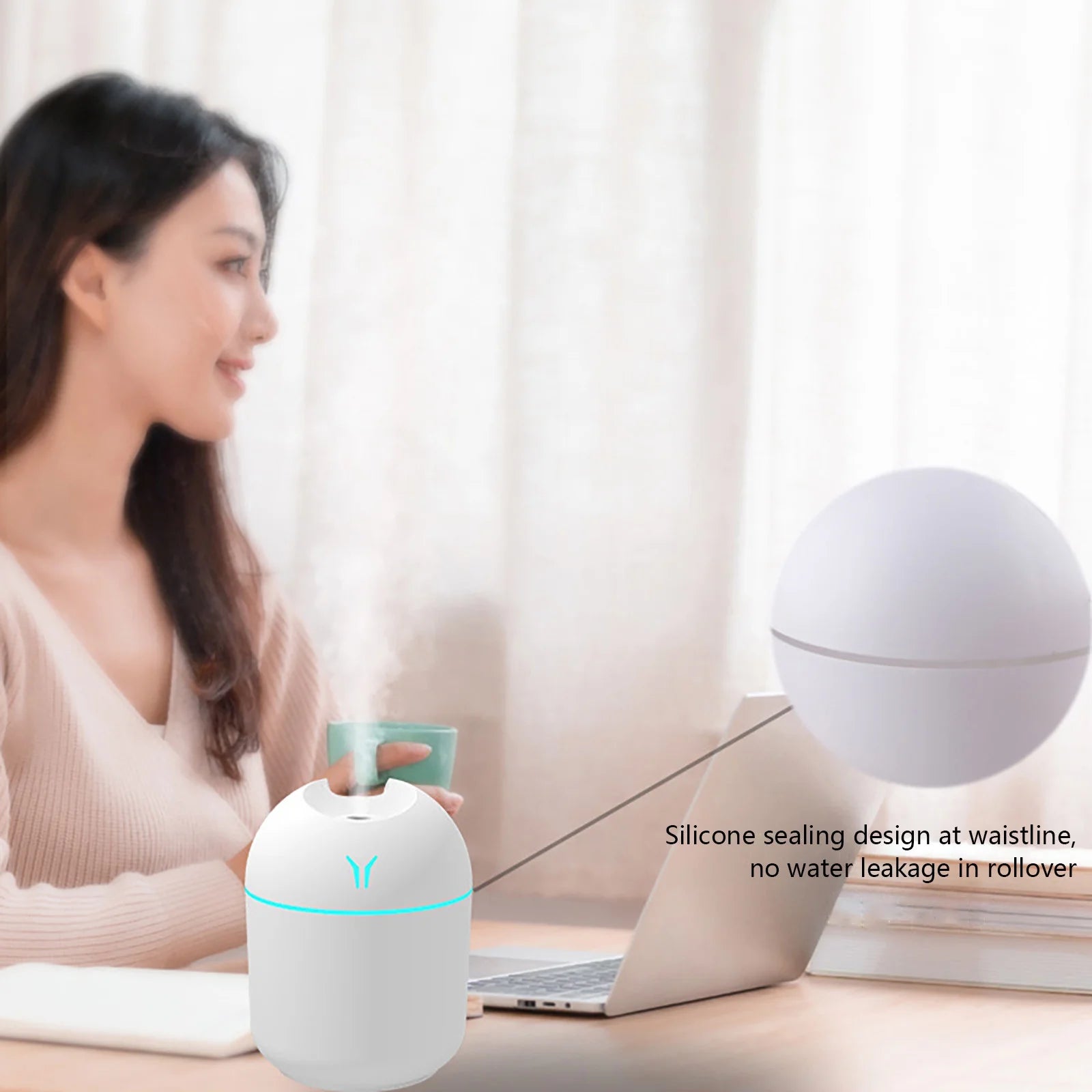 Vikakiooze 2023 Promotion on Sale, U Humidifier with Light ,Quiet Cool Mist Humidifier for Bedroom and Office ,Plants, Easy to Clean