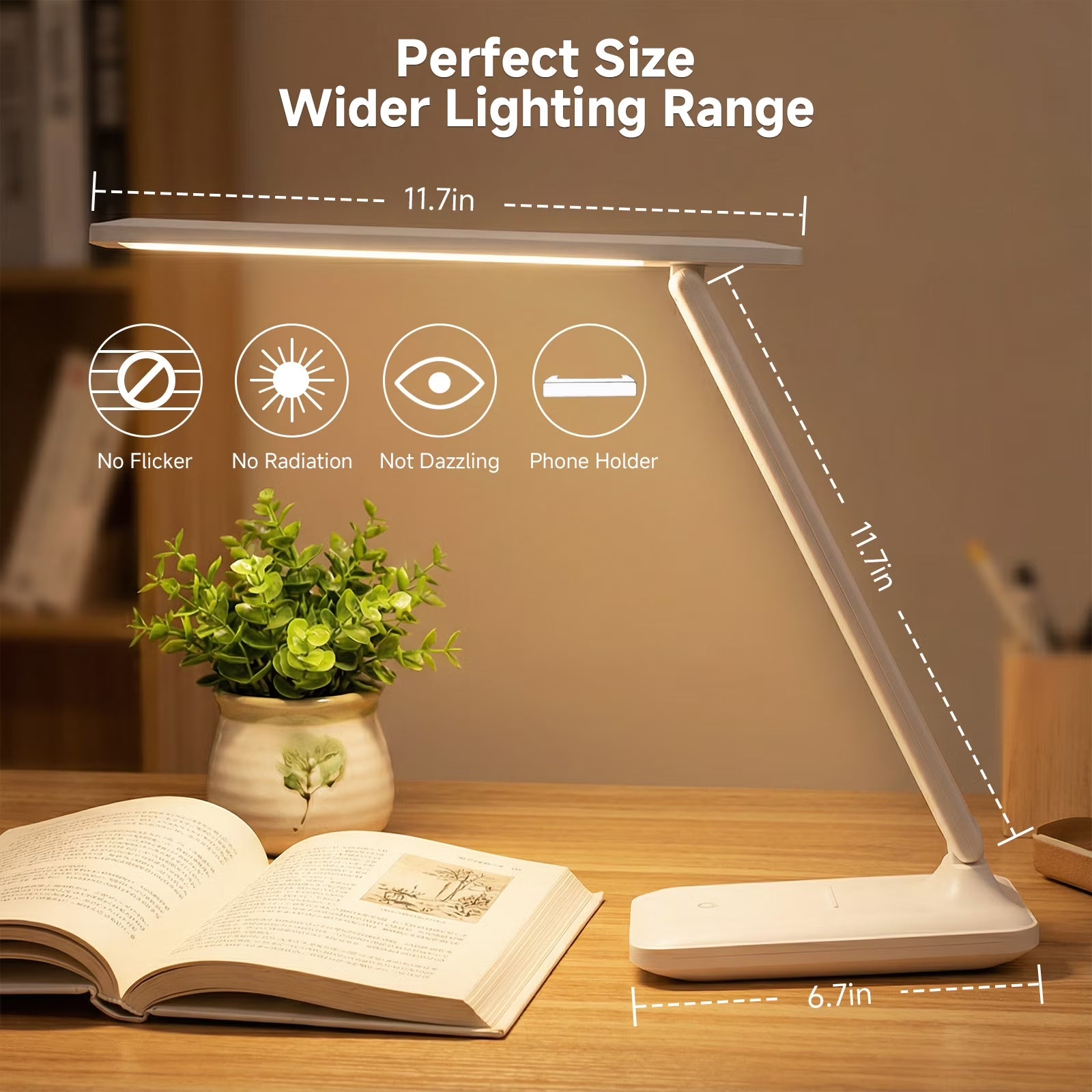 NOYAFA LED Desk Lamp, 3 Lighting Modes Dimmable, Eye-Caring with USB Port, for Home Office Study