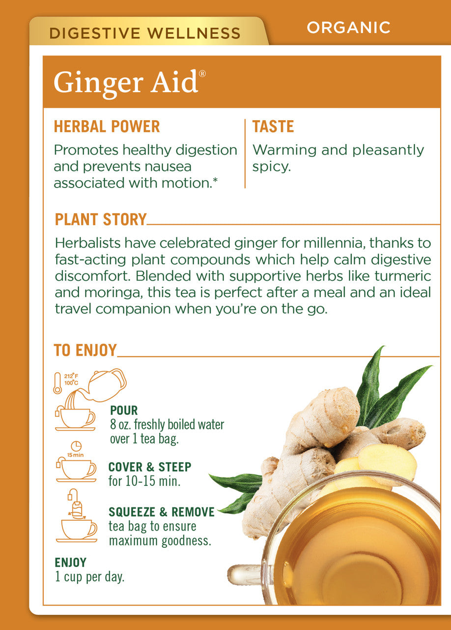 Traditional Medicinals Organic Ginger Aid Tea – Herbal Digestive Support & Soothing Relief (6x16 Bags)