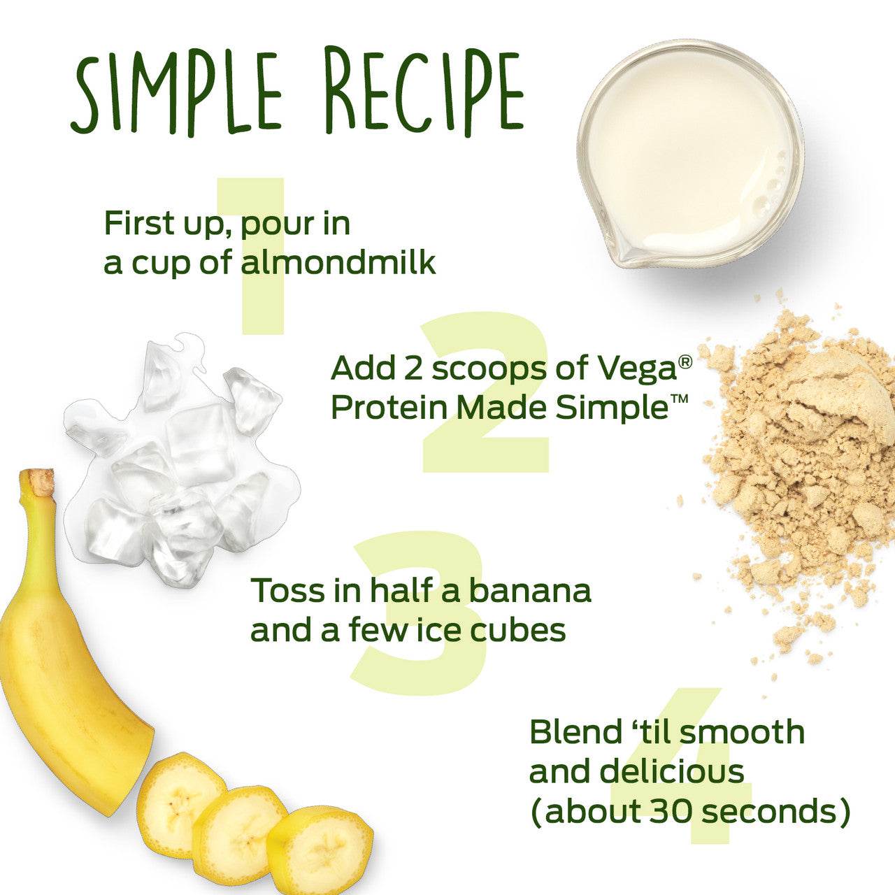 Vega Protein Made Simple Drink Mix – Vanilla (9.2 oz) | Plant-Based, Non-GMO, Dairy-Free Protein Powder