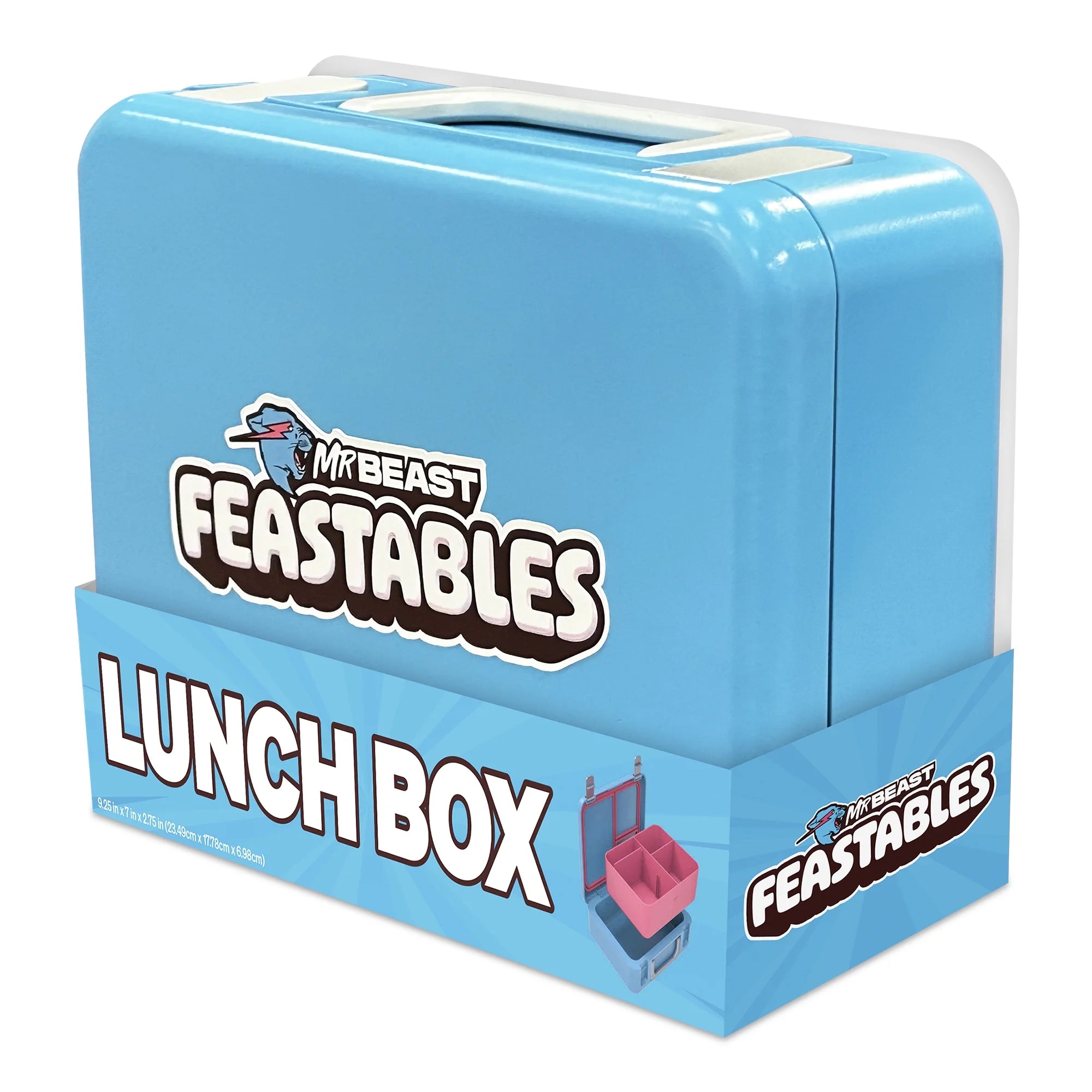 Mrbeast Feastables World'S Coolest Collectible Lunch Box, Bpa-Free, Blue/Pink