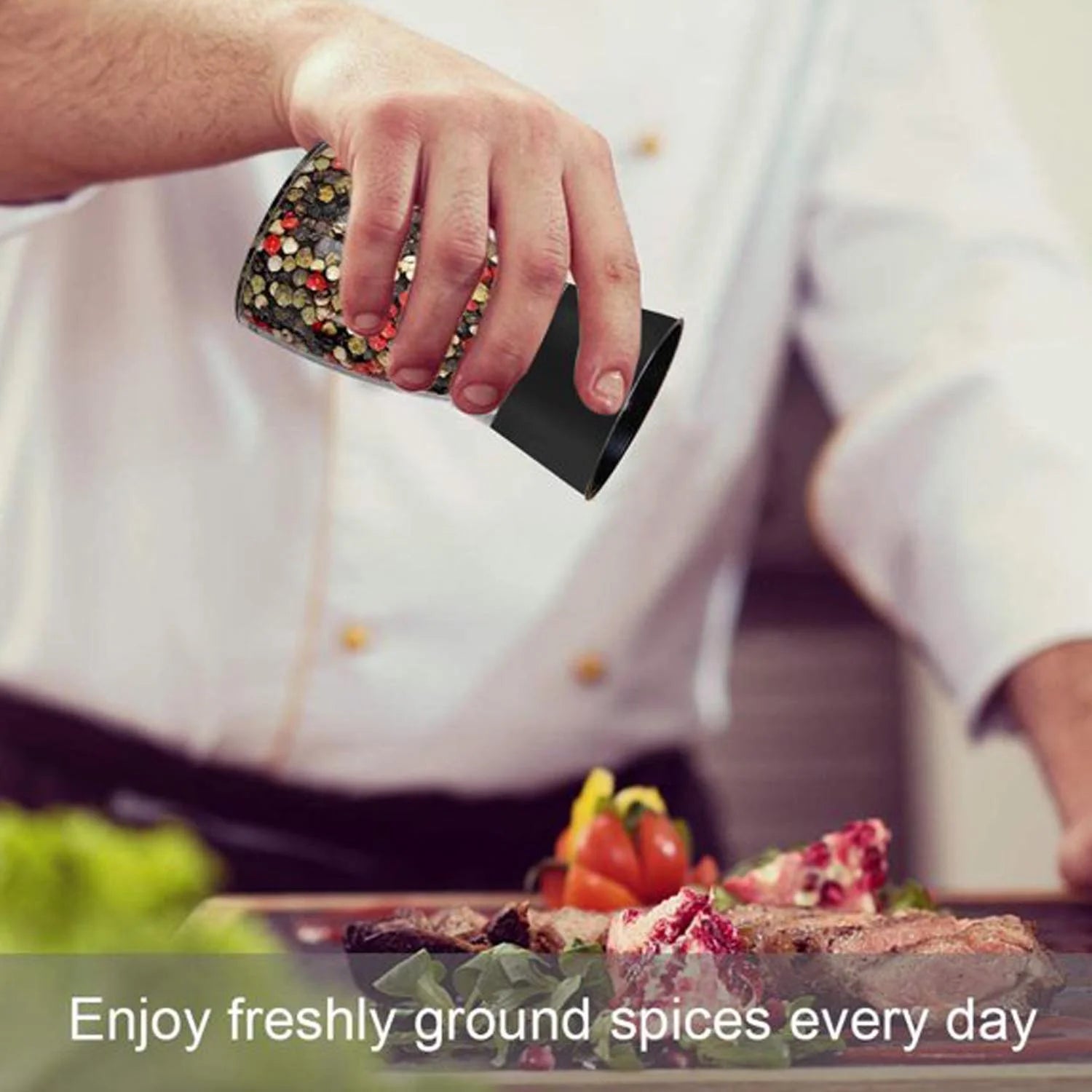 Salt and Pepper Grinder Set of 2 - Adjustable Ceramic Sea Salt Grinder & Pepper Grinder ，Salt and Pepper Shakers Set - Pepper Mill & Salt Mill
