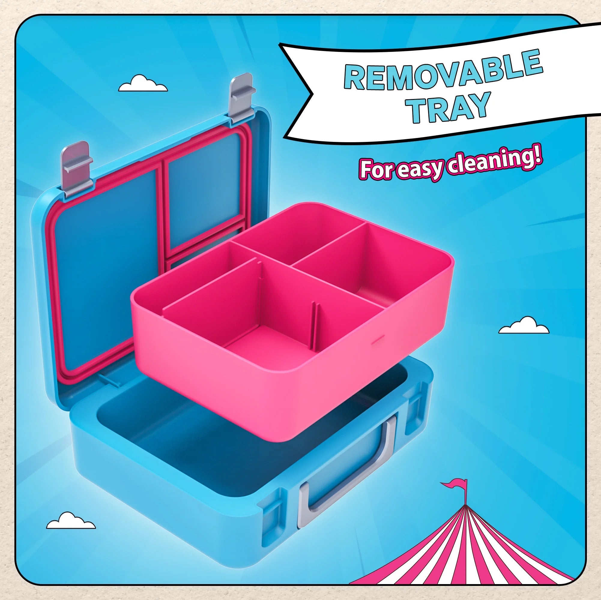 Mrbeast Feastables World'S Coolest Collectible Lunch Box, Bpa-Free, Blue/Pink