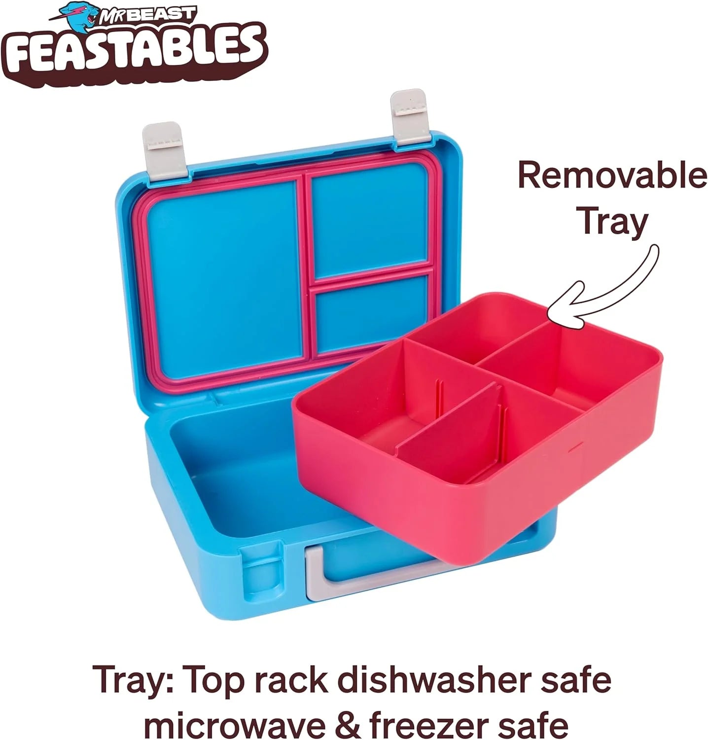 Mrbeast Feastables World'S Coolest Collectible Lunch Box, Bpa-Free, Blue/Pink