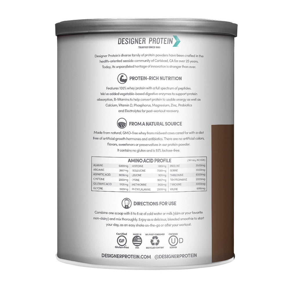 Designer Whey Gourmet Chocolate Protein Powder (1×12 oz) | 20g Protein, Low Carb, Gluten-Free