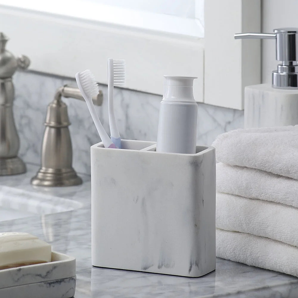 Better Homes & Gardens Faux Marble Toothbrush Holder, White