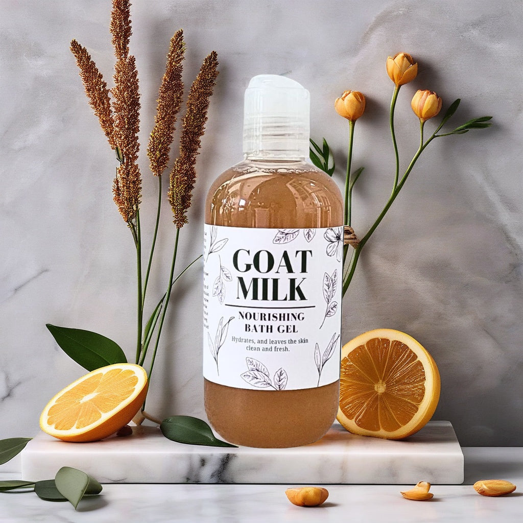 Goat Milk Coconut Orange Hydrating Body Wash for Dry & Sensitive Skin - Anti-Aging & Eczema Relief